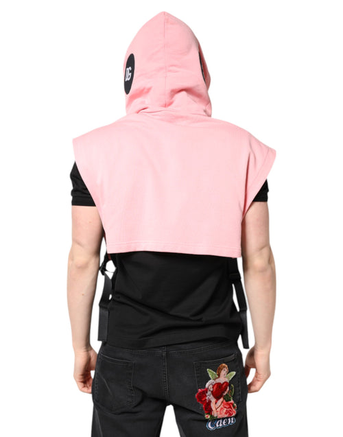 Dolce & Gabbana Pink Cotton Hooded Men Sportswear Vest Sweater - ClickThatClicks 
