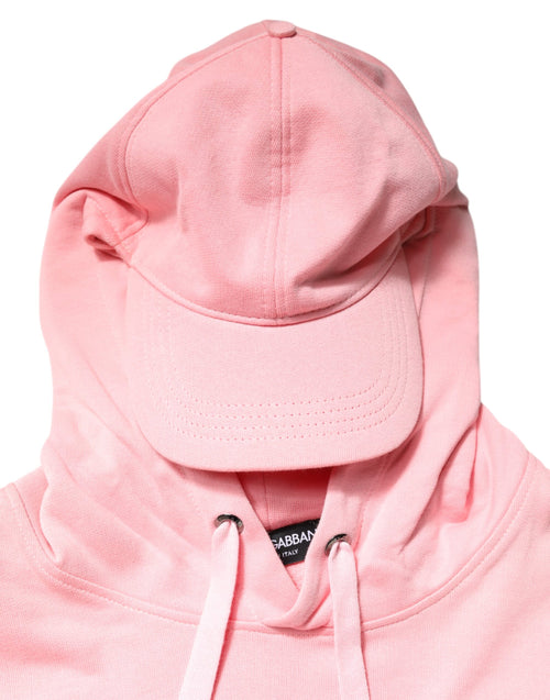 Dolce & Gabbana Pink Cotton Hooded Men Sportswear Vest Sweater - ClickThatClicks 