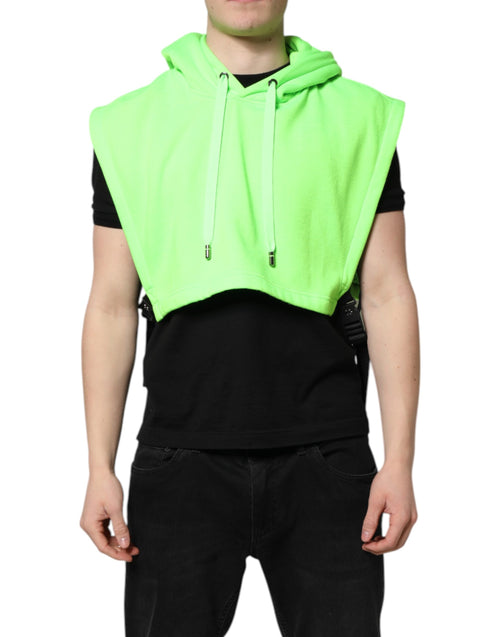 Dolce & Gabbana Green Polyester Hooded Sportswear Vest Sweater - ClickThatClicks 