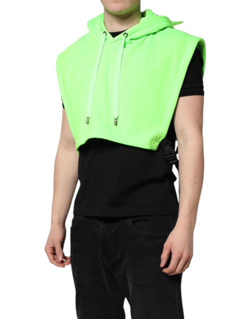 Dolce & Gabbana Green Polyester Hooded Sportswear Vest Sweater - ClickThatClicks 