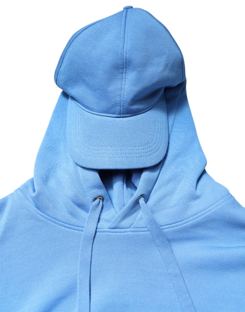 Dolce & Gabbana Blue Cotton Hooded Men Sportswear Vest Sweater - ClickThatClicks 
