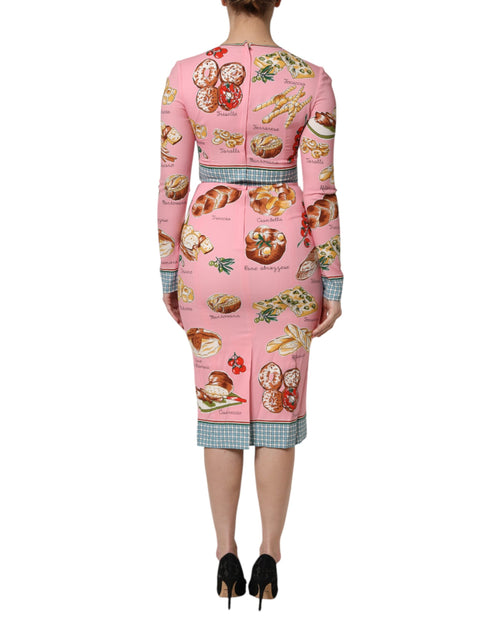 Dolce & Gabbana Pink Pastry Print Bodycon Sheath Midi Dress - ClickThatClicks 