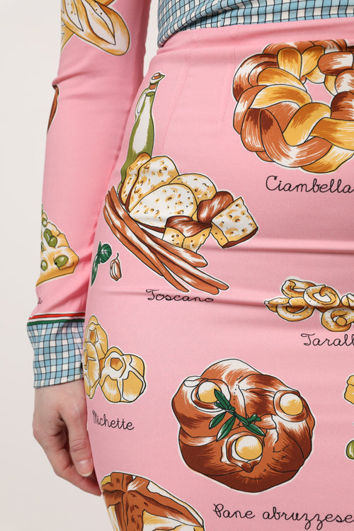 Dolce & Gabbana Pink Pastry Print Bodycon Sheath Midi Dress - ClickThatClicks 