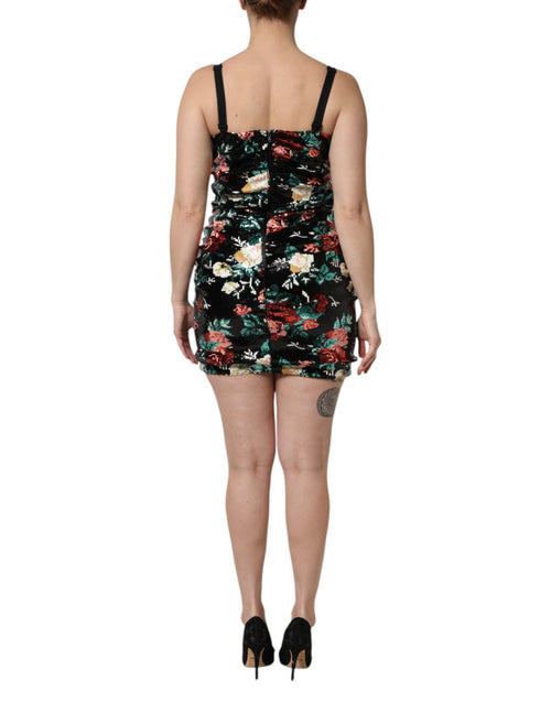 Dolce & Gabbana Black Floral Sequin Sleeveless Sheath Dress - ClickThatClicks 