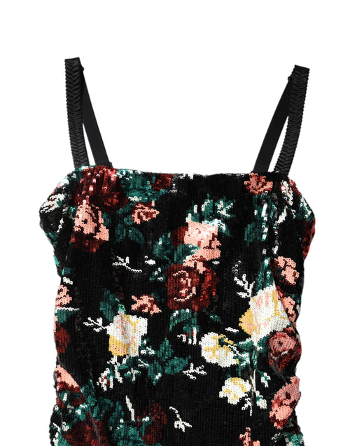 Dolce & Gabbana Black Floral Sequin Sleeveless Sheath Dress - ClickThatClicks 