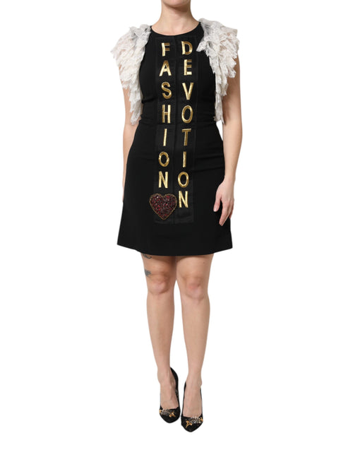 Dolce & Gabbana Black Fashion Devotion Embellish Mini Dress - ClickThatClicks 