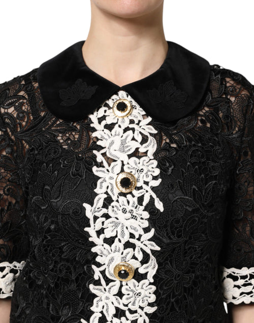 Dolce & Gabbana Black Floral Lace Embellished Mini Dress - ClickThatClicks 