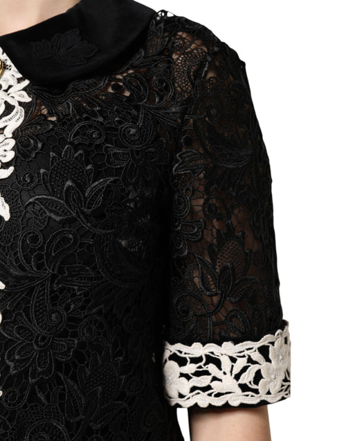 Dolce & Gabbana Black Floral Lace Embellished Mini Dress - ClickThatClicks 