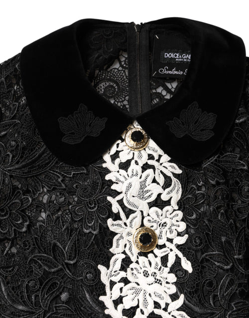 Dolce & Gabbana Black Floral Lace Embellished Mini Dress - ClickThatClicks 