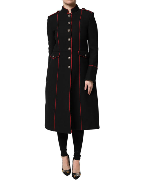 Dolce & Gabbana Black Wool Single Breasted Trench Coat Jacket - ClickThatClicks 