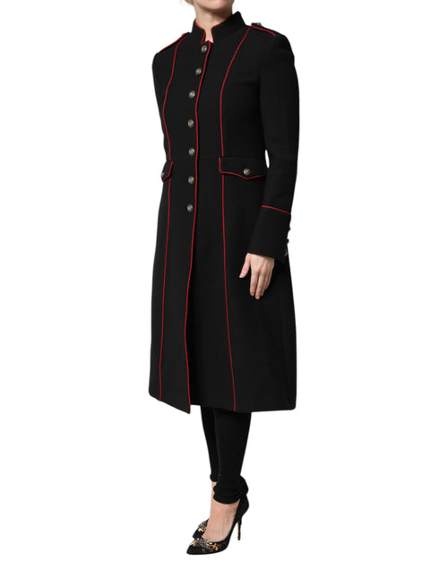 Dolce & Gabbana Black Wool Single Breasted Trench Coat Jacket - ClickThatClicks 