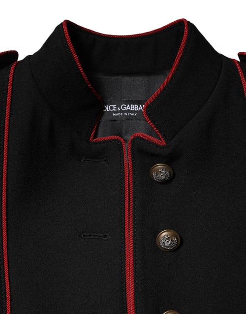 Dolce & Gabbana Black Wool Single Breasted Trench Coat Jacket - ClickThatClicks 