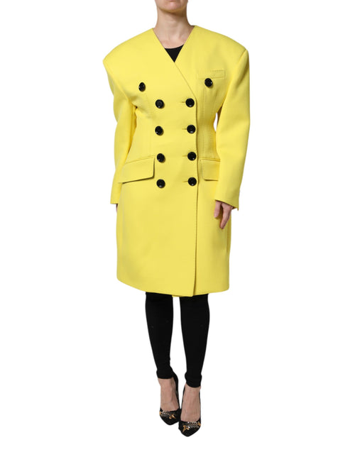 Dolce & Gabbana Yellow Double Breasted Trench Coat Jacket - ClickThatClicks 