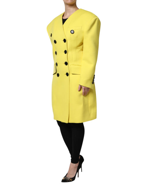 Dolce & Gabbana Yellow Double Breasted Trench Coat Jacket - ClickThatClicks 