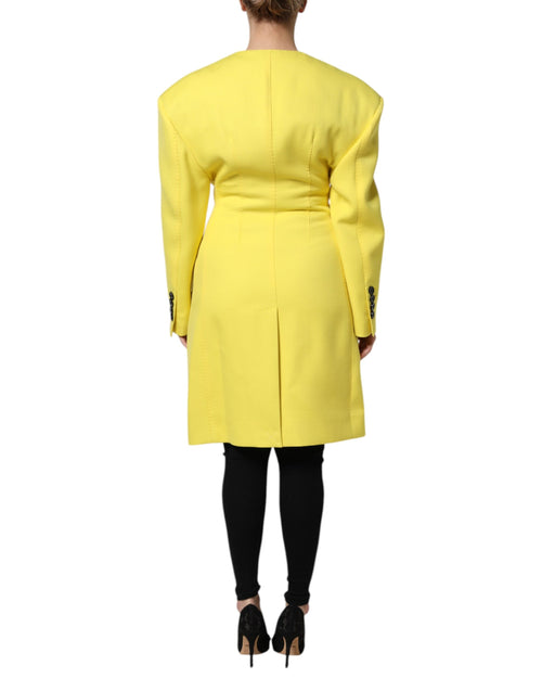 Dolce & Gabbana Yellow Double Breasted Trench Coat Jacket - ClickThatClicks 