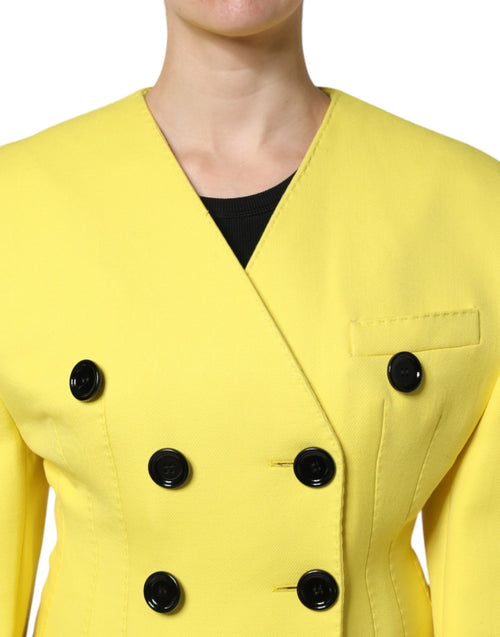 Dolce & Gabbana Yellow Double Breasted Trench Coat Jacket - ClickThatClicks 