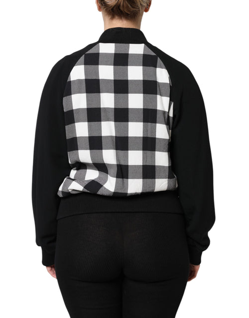 Dolce & Gabbana Black White Check Floral Button Down Jacket - ClickThatClicks 