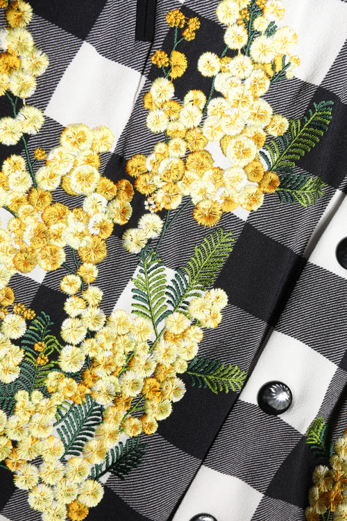 Dolce & Gabbana Black White Check Floral Button Down Jacket - ClickThatClicks 