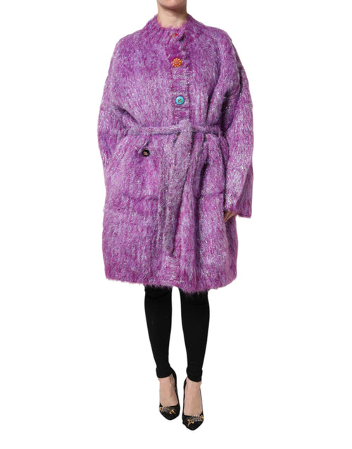 Dolce & Gabbana Purple Button Embellished Trench Coat Jacket - ClickThatClicks 