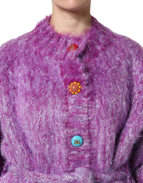 Dolce & Gabbana Purple Button Embellished Trench Coat Jacket - ClickThatClicks 