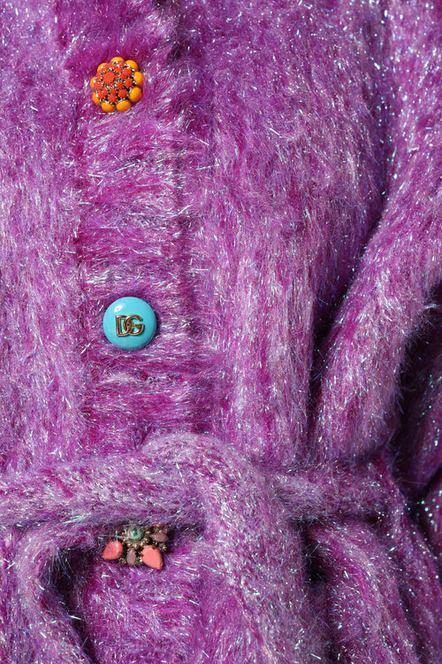 Dolce & Gabbana Purple Button Embellished Trench Coat Jacket - ClickThatClicks 