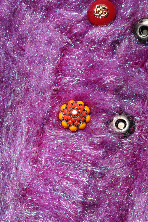 Dolce & Gabbana Purple Button Embellished Trench Coat Jacket - ClickThatClicks 