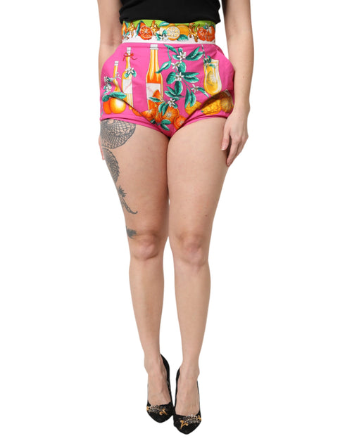 Dolce & Gabbana Pink Printed High Waist Hot Pants Shorts - ClickThatClicks 