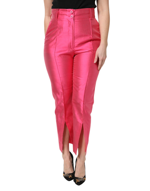 Dolce & Gabbana Pink Silk High Waist Tapered Pants - ClickThatClicks 