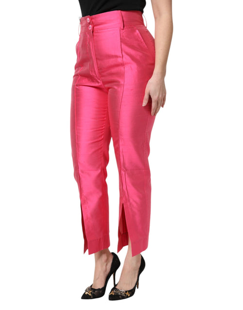 Dolce & Gabbana Pink Silk High Waist Tapered Pants - ClickThatClicks 