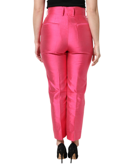Dolce & Gabbana Pink Silk High Waist Tapered Pants - ClickThatClicks 