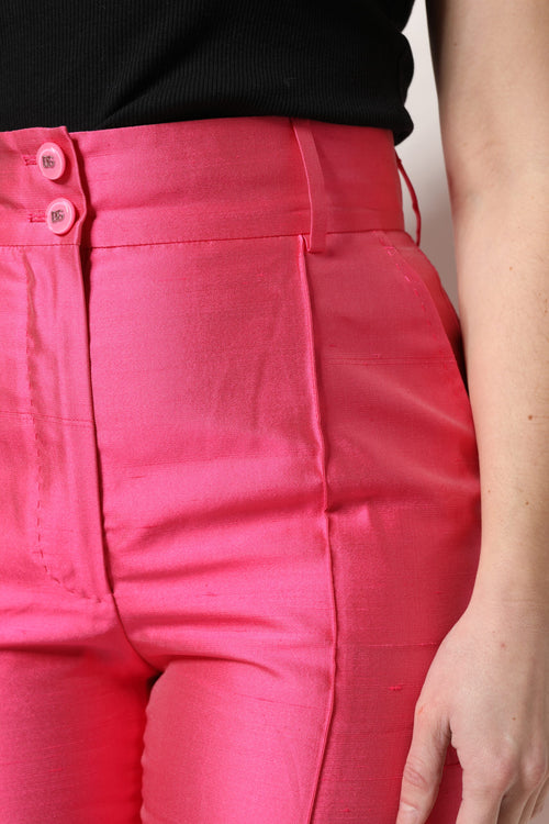 Dolce & Gabbana Pink Silk High Waist Tapered Pants - ClickThatClicks 