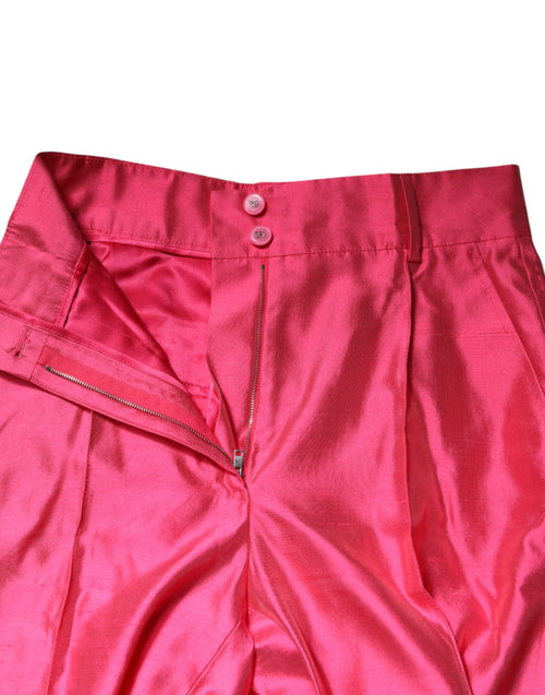 Dolce & Gabbana Pink Silk High Waist Tapered Pants - ClickThatClicks 