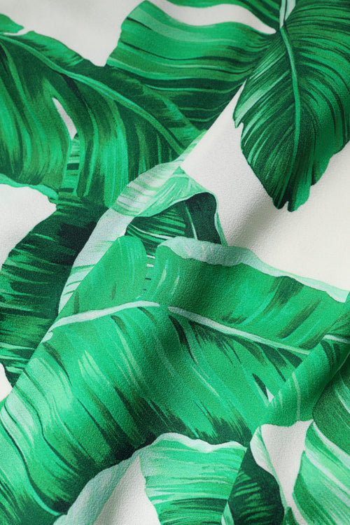 Dolce & Gabbana White Green Leaf High Waist Pants - ClickThatClicks 