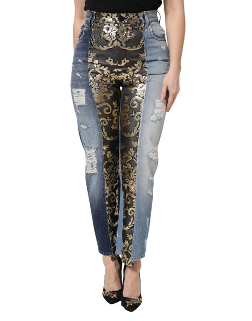 Dolce & Gabbana Multicolor Patchwork High Waist Denim Jeans - ClickThatClicks 