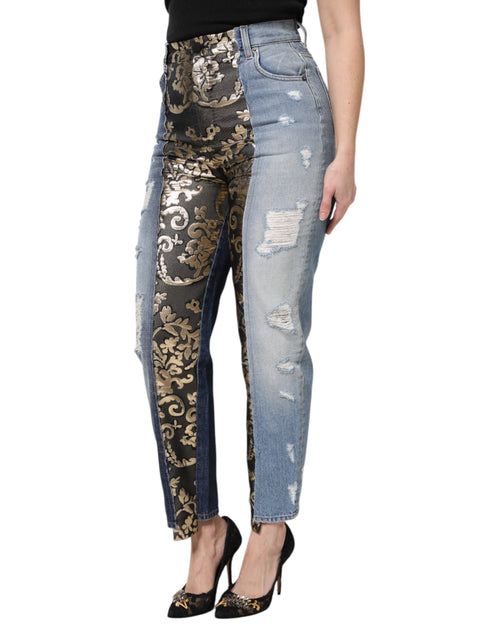 Dolce & Gabbana Multicolor Patchwork High Waist Denim Jeans - ClickThatClicks 