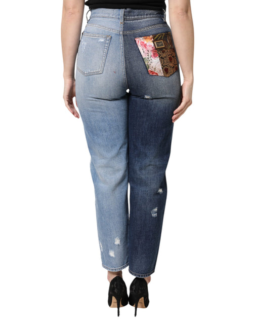 Dolce & Gabbana Multicolor Patchwork High Waist Denim Jeans - ClickThatClicks 