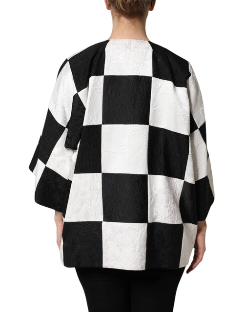 Dolce & Gabbana White Black Patchwork Jacquard Blazer Jacket - ClickThatClicks 