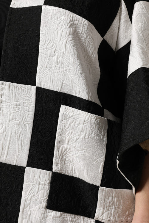 Dolce & Gabbana White Black Patchwork Jacquard Blazer Jacket - ClickThatClicks 