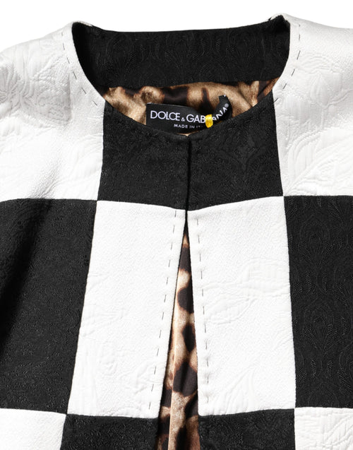 Dolce & Gabbana White Black Patchwork Jacquard Blazer Jacket - ClickThatClicks 