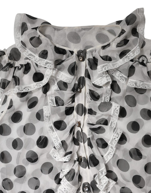 Dolce & Gabbana White Black Polka Dot Cotton Sleeveless Top - ClickThatClicks 