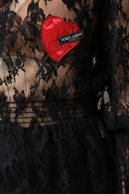 Dolce & Gabbana Black Cotton Floral Lace Women Blouse Top - ClickThatClicks 