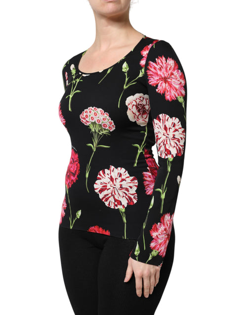 Dolce & Gabbana Black Floral Long Sleeve Women Blouse Top - ClickThatClicks 