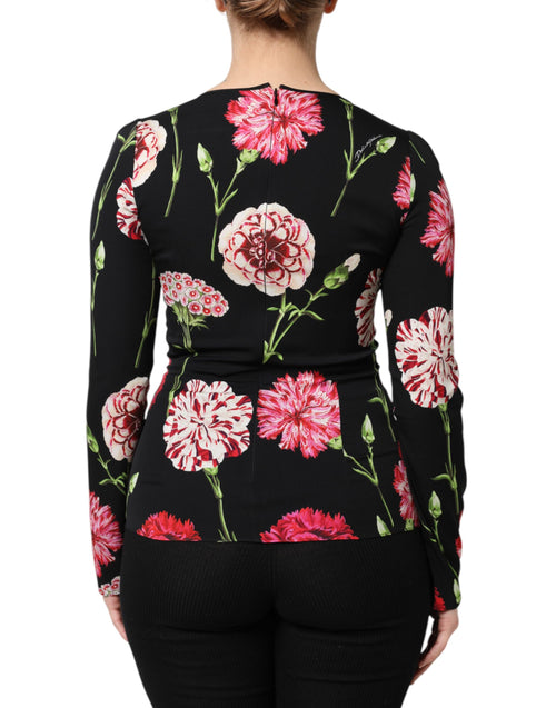 Dolce & Gabbana Black Floral Long Sleeve Women Blouse Top - ClickThatClicks 