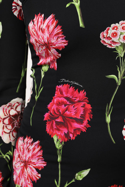 Dolce & Gabbana Black Floral Long Sleeve Women Blouse Top - ClickThatClicks 