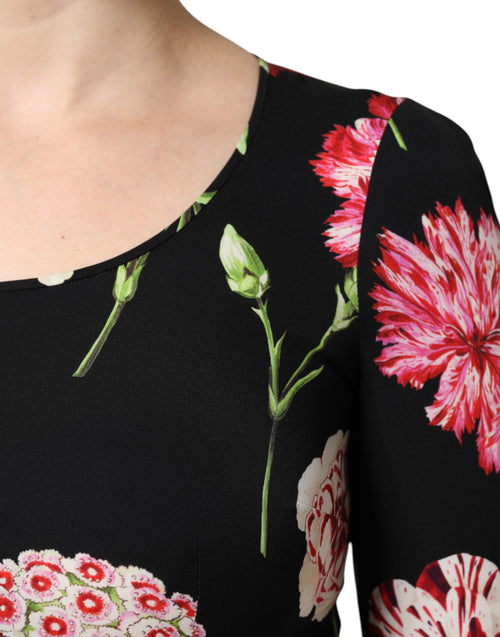 Dolce & Gabbana Black Floral Long Sleeve Women Blouse Top - ClickThatClicks 