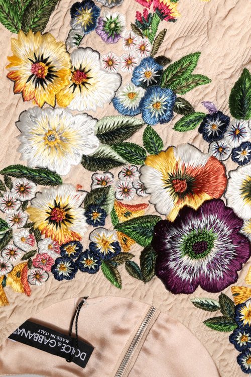 Dolce & Gabbana Beige Floral Embroidery Sleeveless Tank Top - ClickThatClicks 