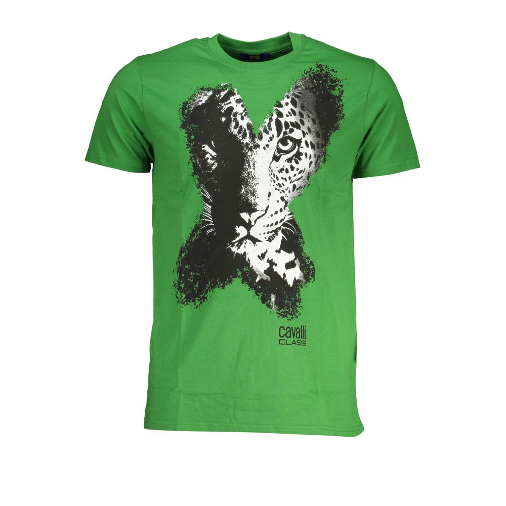 Cavalli Class Verde Cotton Men T-Shirt - ClickThatClicks 