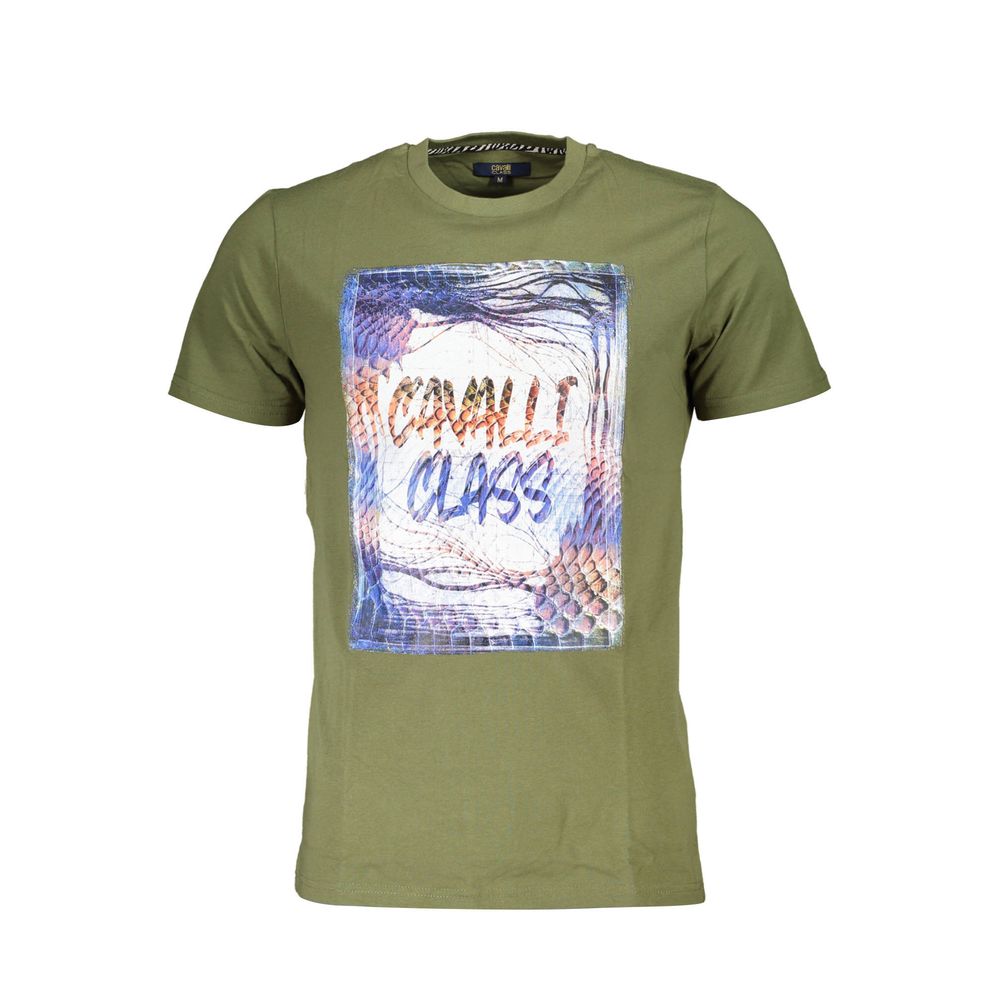 Cavalli Class Verde Cotton Men T-Shirt - ClickThatClicks 