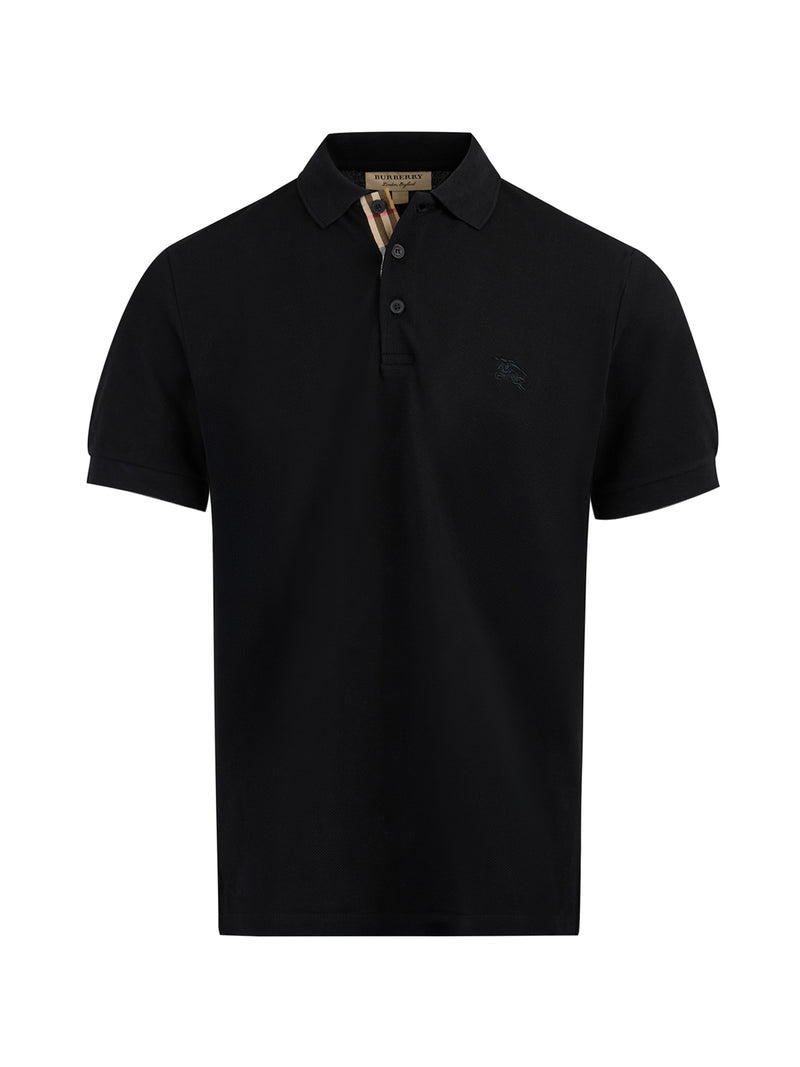 Burberry Black Cotton Collared Polo Shirt