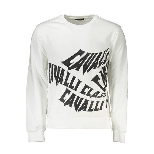 Cavalli Class Bianco Cotton Men Sweatshirt - ClickThatClicks 